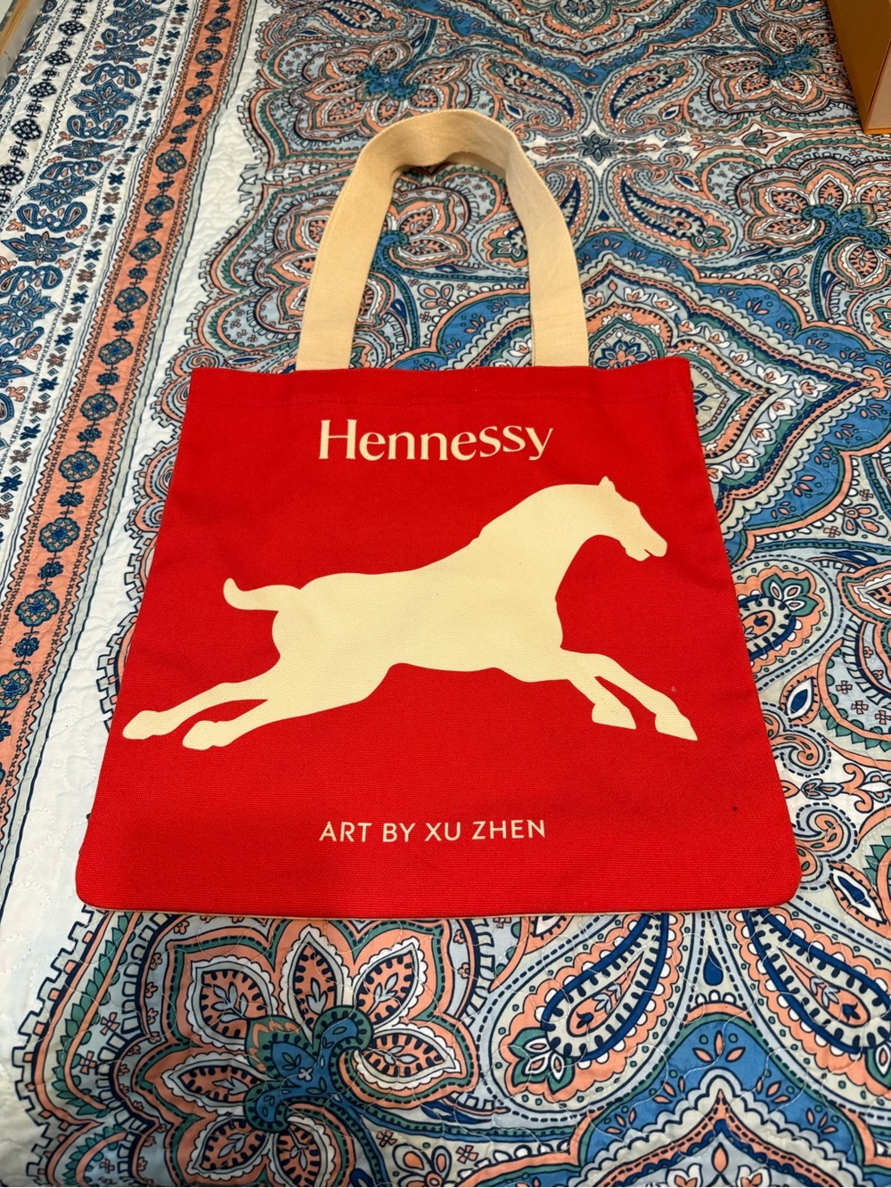 Hennessy Red Canvas Tote with YEAR IF THE HORSE